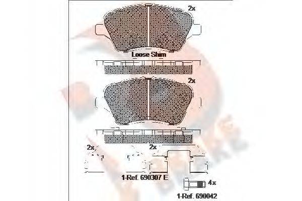 Комплект гальмівних колодок, дискове гальмо R BRAKE RB2108