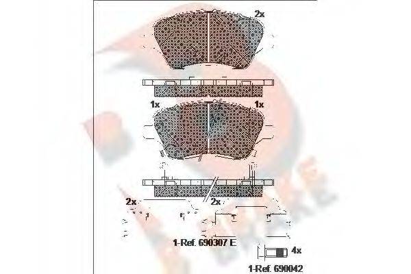 Комплект гальмівних колодок, дискове гальмо R BRAKE RB2108-203