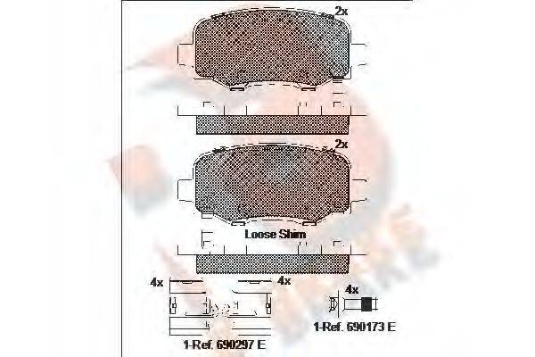 R BRAKE RB2176 Комплект тормозных колодок, дисковый тормоз