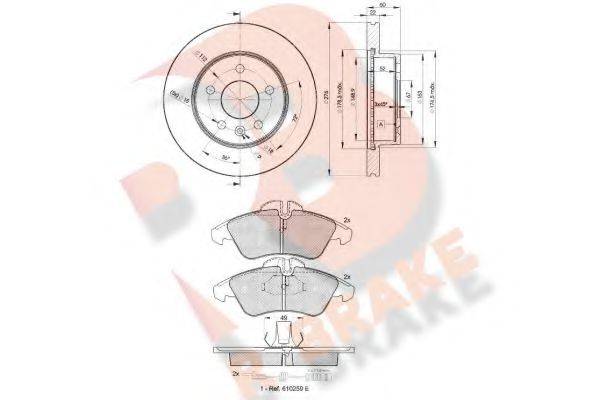 R BRAKE 3R11046380 Комплект тормозов, дисковый тормозной механизм