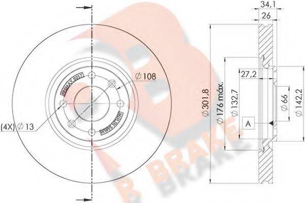 Тормозной диск R BRAKE 78RBD25017