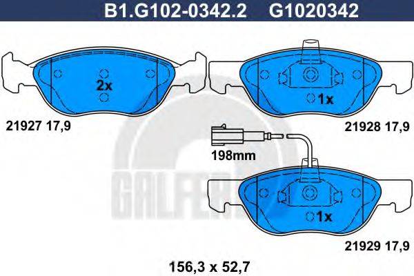 GALFER B1G10203422 Комплект тормозных колодок, дисковый тормоз