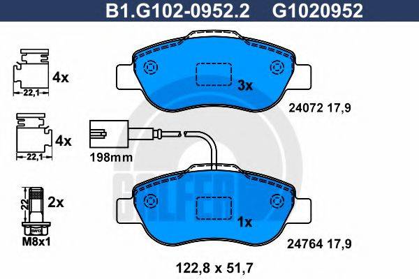 GALFER B1G10209522 Комплект тормозных колодок, дисковый тормоз