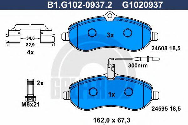 GALFER B1G10209372 Комплект тормозных колодок, дисковый тормоз