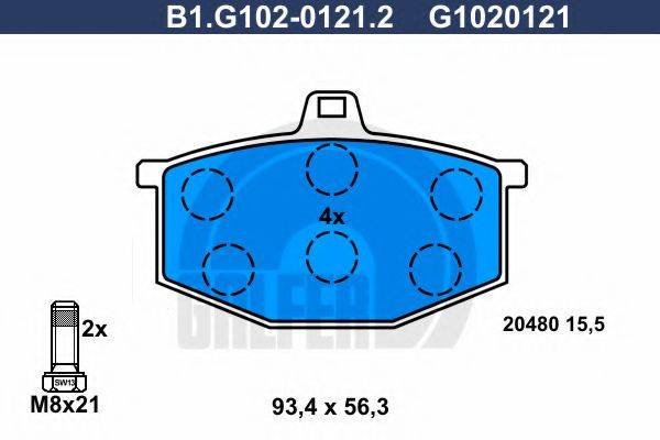Комплект тормозных колодок, дисковый тормоз GALFER B1.G102-0121.2