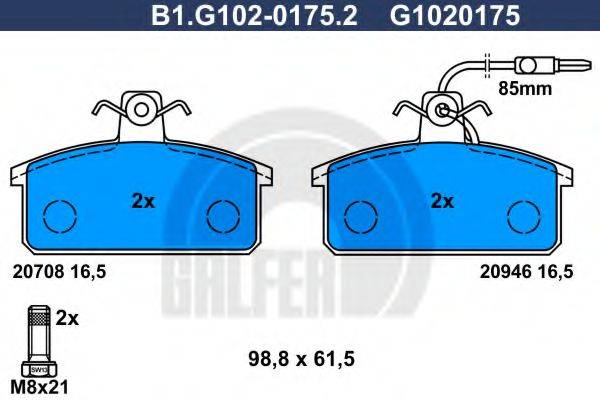 GALFER B1G10201752 Комплект тормозных колодок, дисковый тормоз
