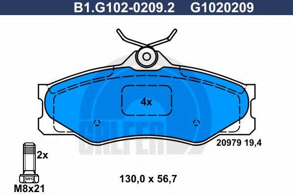 GALFER B1G10202092 Комплект тормозных колодок, дисковый тормоз