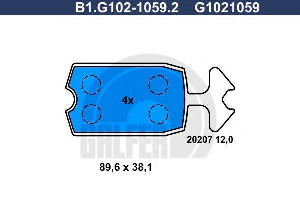 Комплект тормозных колодок, дисковый тормоз GALFER B1.G102-1059.2