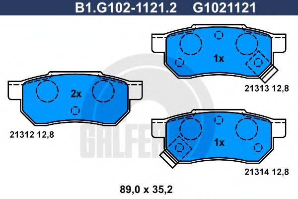 Комплект тормозных колодок, дисковый тормоз GALFER B1.G102-1121.2