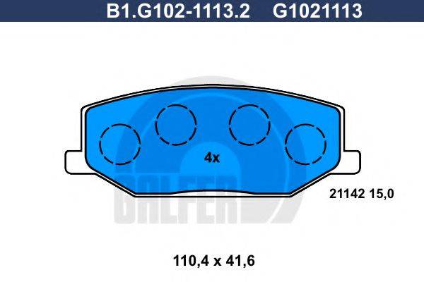 Комплект гальмівних колодок, дискове гальмо GALFER B1.G102-1113.2