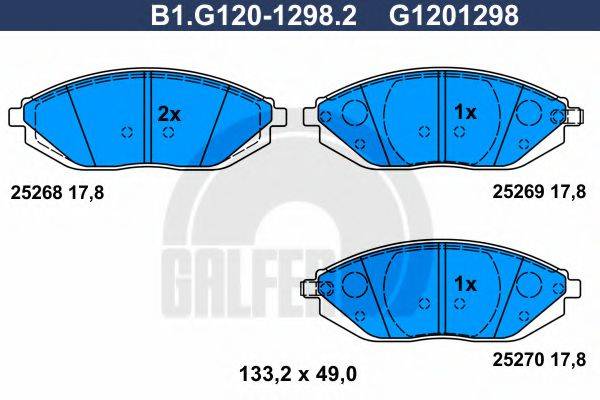 GALFER B1G12012982 Комплект тормозных колодок, дисковый тормоз
