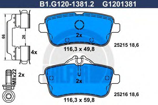 GALFER B1G12013812 Комплект тормозных колодок, дисковый тормоз