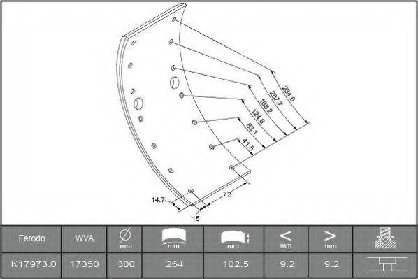Комплект тормозных башмаков, барабанные тормоза FERODO K17973.0-F3658