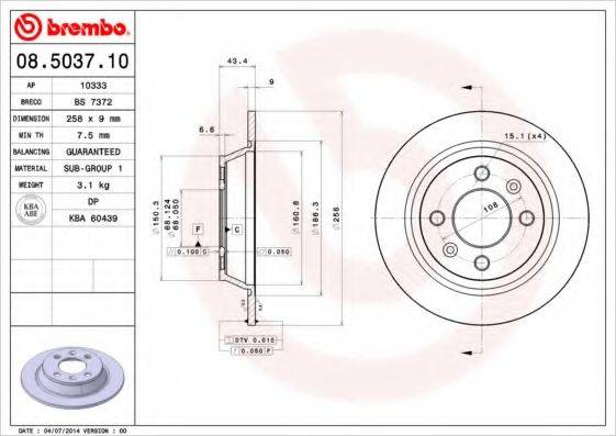 BREMBO 08503710 Тормозной диск