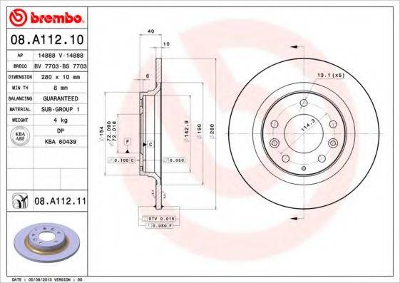 гальмівний диск BREMBO 08.A112.10