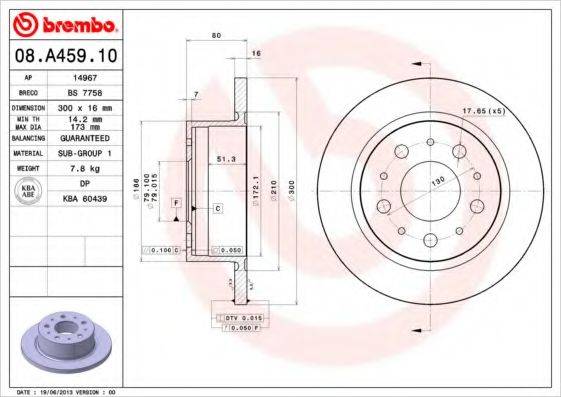 BREMBO 08A45910 Тормозной диск