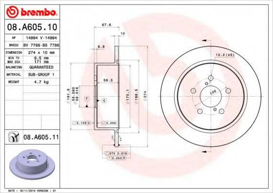 BREMBO 08A60510 Тормозной диск