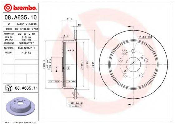 BREMBO 08A63511 Тормозной диск