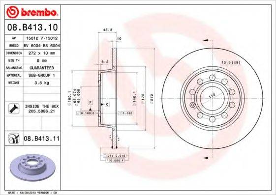 BREMBO 08B41310 гальмівний диск