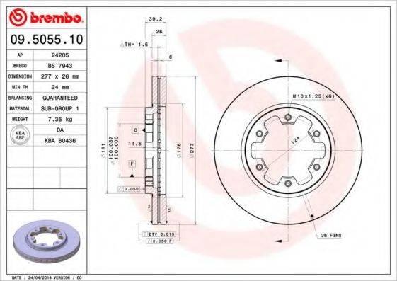 BREMBO 09505510 Тормозной диск