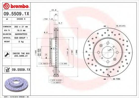 BREMBO 0955091X Тормозной диск