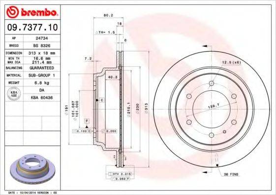 BREMBO 09737710 Тормозной диск