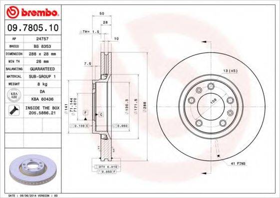 Тормозной диск BREMBO 09.7805.10
