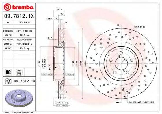 Тормозной диск BREMBO 09.7812.1X