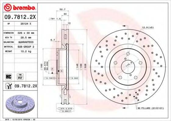 BREMBO 0978122X Тормозной диск