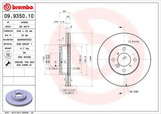 BREMBO 09935010 Тормозной диск