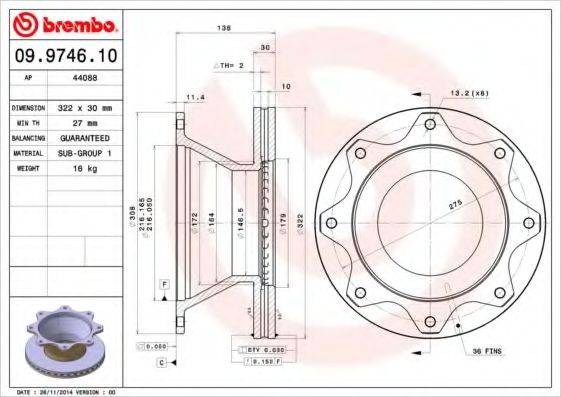Тормозной диск BREMBO 09.9746.10