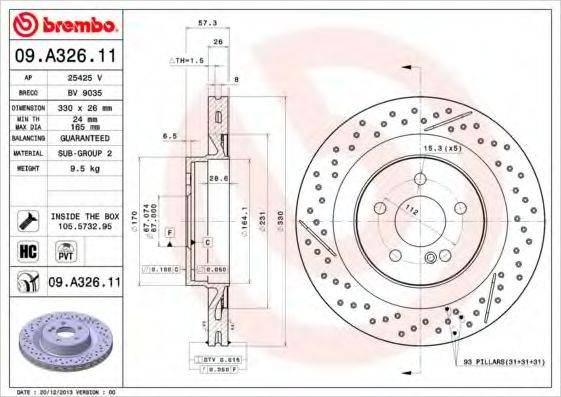 BREMBO 09A32611 Тормозной диск