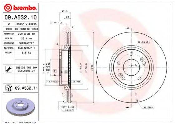 BREMBO 09A53210 Тормозной диск