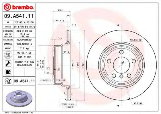 BREMBO 09A54111 Тормозной диск