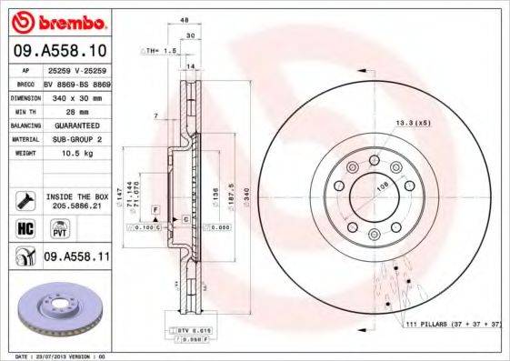 гальмівний диск BREMBO 09.A558.10