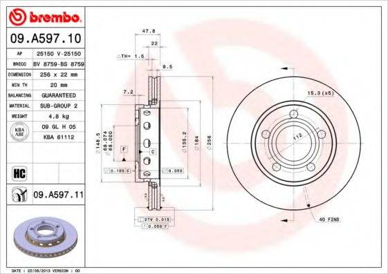 BREMBO 09A59711 Тормозной диск