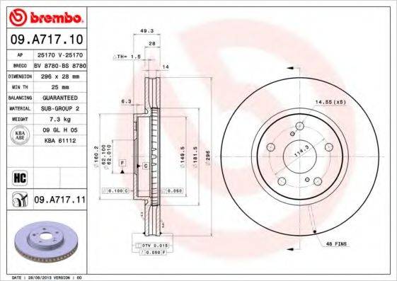 BREMBO 09A71711 Тормозной диск