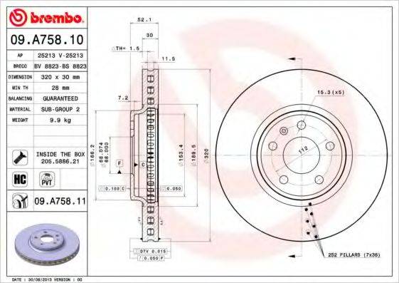 BREMBO 09A75811 Тормозной диск