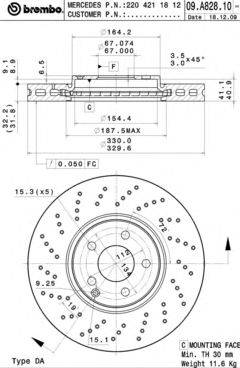 Тормозной диск BREMBO 09.A828.10
