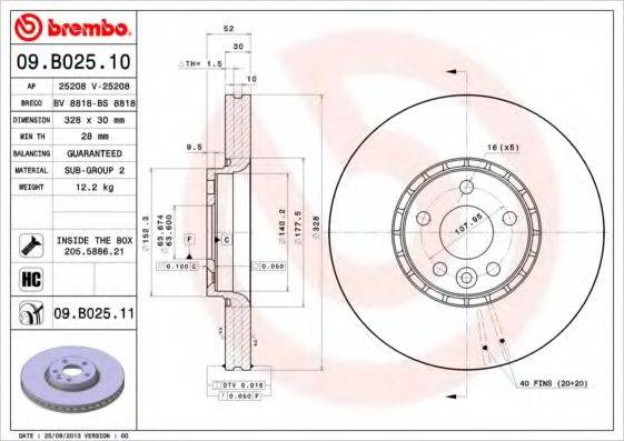 BREMBO 09B02510 гальмівний диск