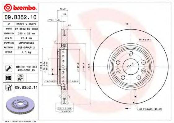 BREMBO 09B35210 Тормозной диск