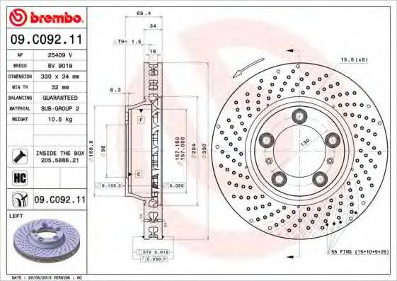 BREMBO 09C09211 гальмівний диск