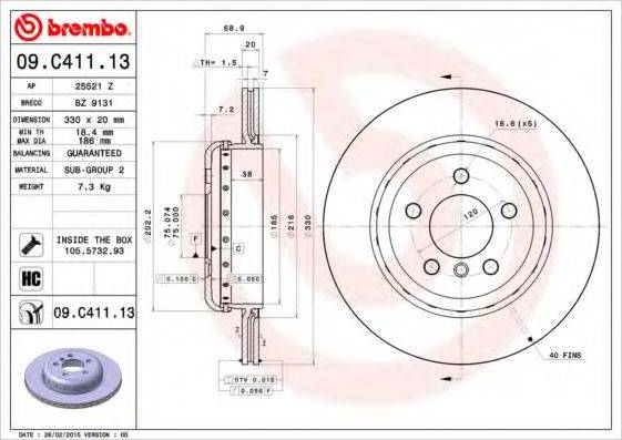 Тормозной диск BREMBO 09.C411.13