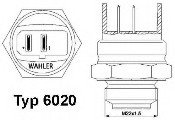 WAHLER 602095D Термовыключатель, вентилятор радиатора; Термовыключатель, вентилятор радиатора