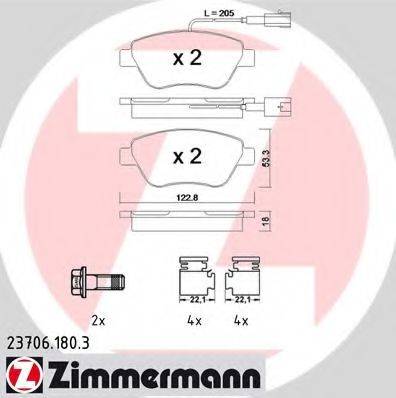 Комплект тормозных колодок, дисковый тормоз ZIMMERMANN 23706.180.3