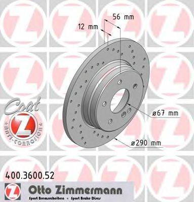 гальмівний диск ZIMMERMANN 400.3600.52