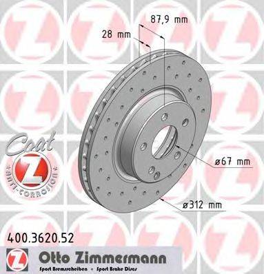 гальмівний диск ZIMMERMANN 400.3620.52