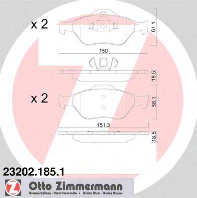 ZIMMERMANN 232021851 Комплект гальмівних колодок, дискове гальмо