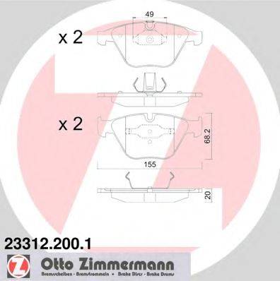 Комплект гальмівних колодок, дискове гальмо ZIMMERMANN 23312.200.1