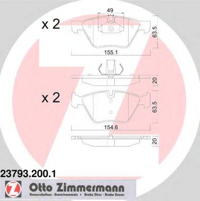 Комплект гальмівних колодок, дискове гальмо ZIMMERMANN 23793.200.1